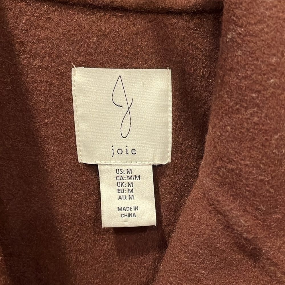 🇪🇸🐠Joie double breasted pea coat overcoat notched collar pockets brown wool - Picture 4 of 12